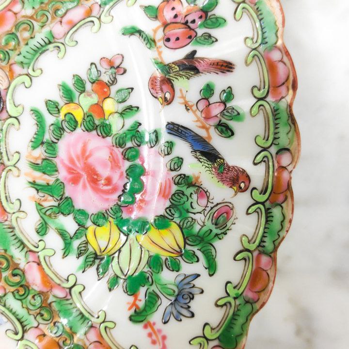 Plato Chino Antiguo Rose Medallion de Cantón Minguo Primera República China (1912-1949)