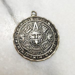 Colgante de 7g Plata de ley 925 calendario Maya de México dios Pakal 30mm