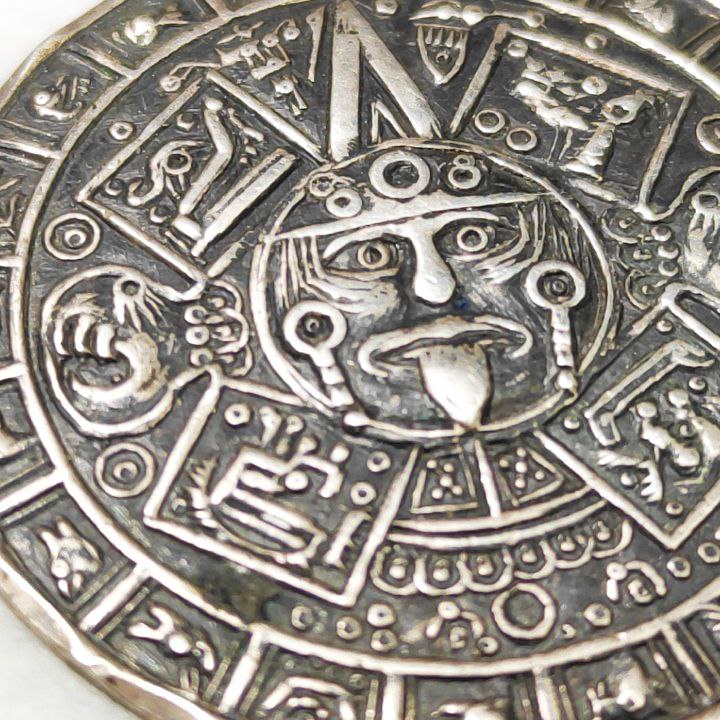 Colgante de 7g Plata de ley 925 calendario Maya de México dios Pakal 30mm