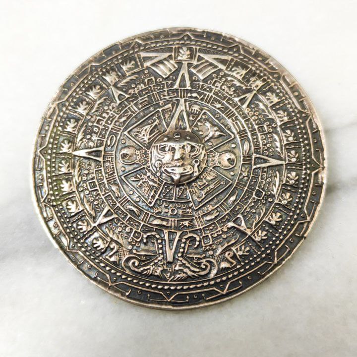 Broche pin 24g de Plata de ley 925 del calendario Maya de México 45mm