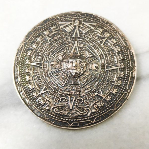 Broche pin 24g de Plata de ley 925 del calendario Maya de México 45mm