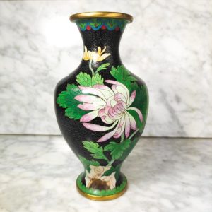 Jarrón chino de cloisonne peonías c.1970 – 21cm