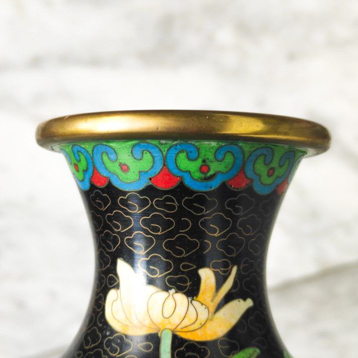 Jarrón chino de cloisonne peonías c.1970 – 21cm