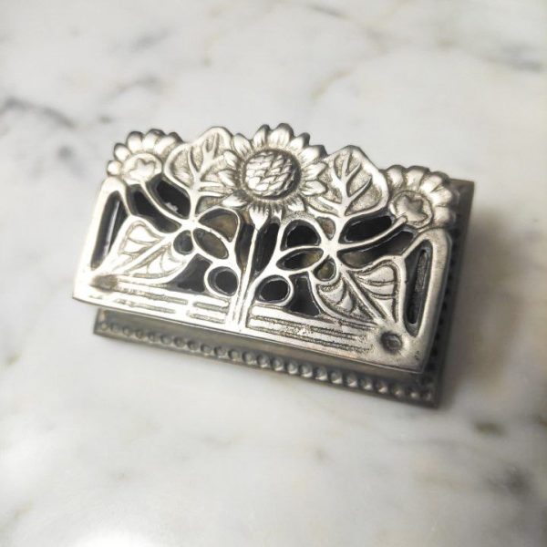 Caja para sellos o portasellos epoca artnouveau patrón girasoles, Francia, c.1920