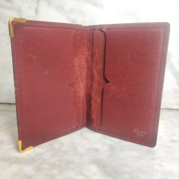 Cartera Bi-fold Cartier Must Line de Cuero Rojo Burdeos.París