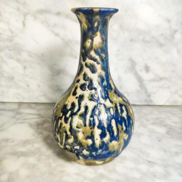 Jarrón de Cerámica esmaltado en azul y verde