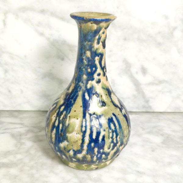 Jarrón de Cerámica esmaltado en azul y verde