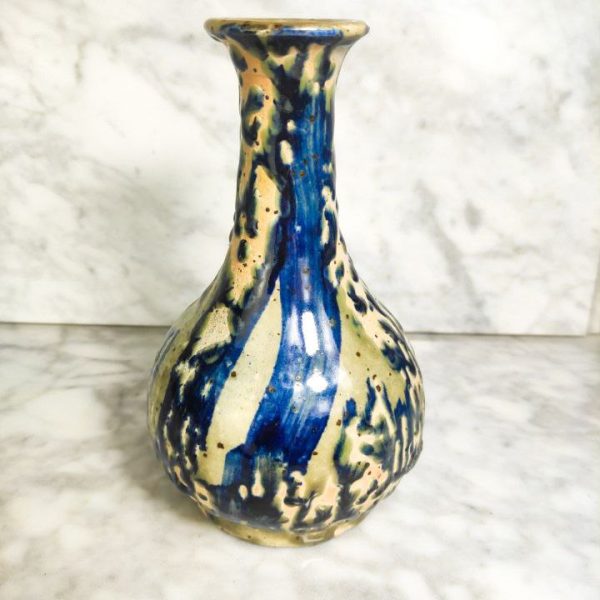 Jarrón de Cerámica esmaltado en azul y verde