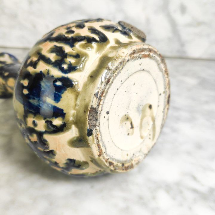 Jarrón de Cerámica esmaltado en azul y verde