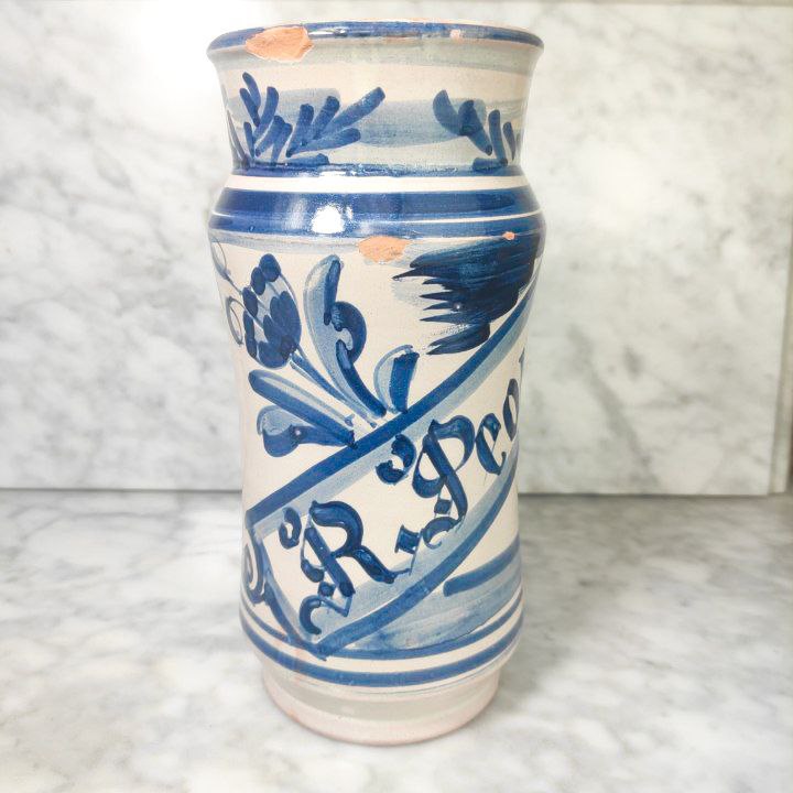 Réplica de Albarelo de Cerámica Catalana de Farmacia siglo XVIII de Faixes