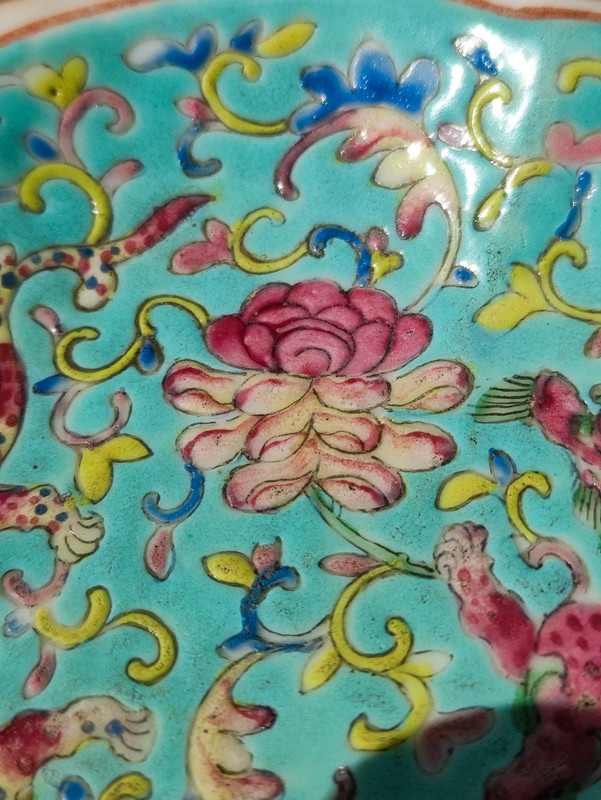 Copa de Ofrendas de porcelana China Tongzhi (1861-1875) Dinastía Qing con Dragones