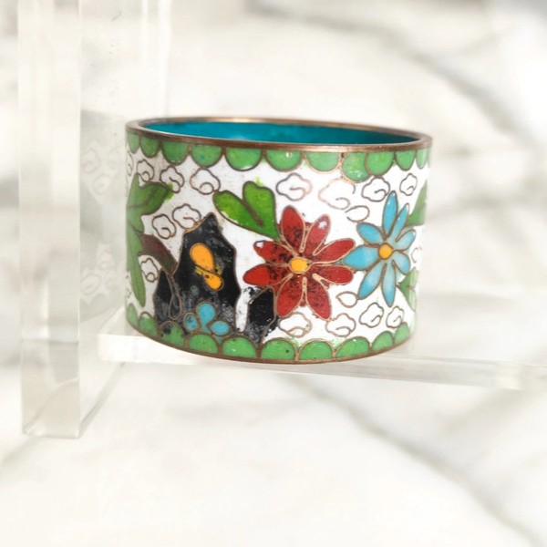 Aro para servilletas chino de esmalte cloisonne c.1970