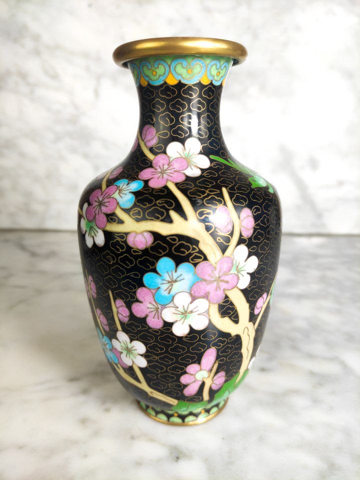 Jarron Chino de Cloisonne cerezo c.1970 – 16cm