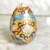Huevo Chino de Cloisonne tipo Open Work dorado Cloisonne c.1950