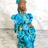 Figura China de Mujer de Terracota de Shiwan c.1890 con instrumento