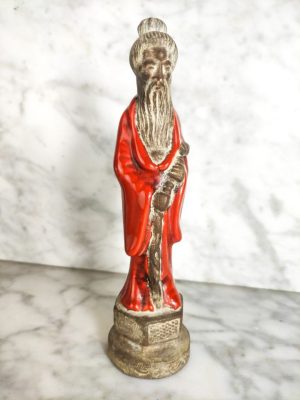 Figura China de Terracota de Anciano, de la region de Shiwan, China c.1900