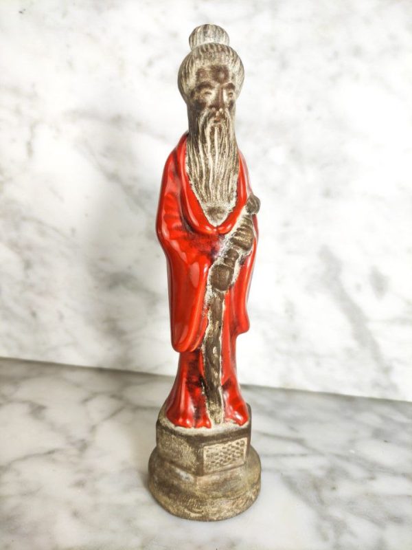 Figura China de Terracota de Anciano, de la region de Shiwan, China c.1900