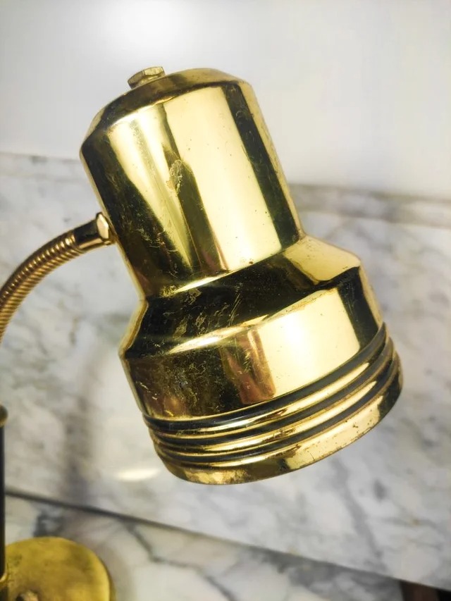 Lámpara flexo de mesa estilo marinera cromada c.1980