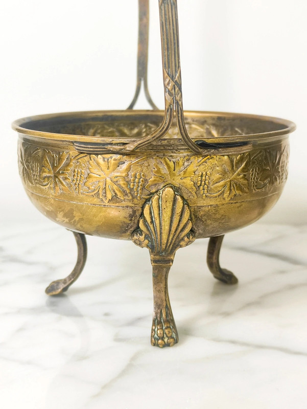 Antigua Cesta latón estilo victoriano s.XIX para Cocina