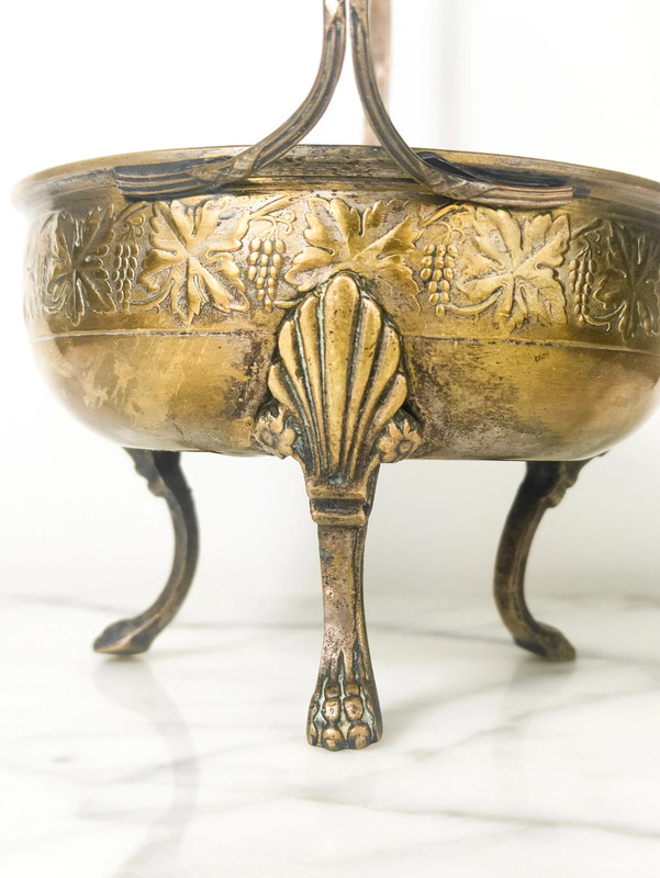 Antigua Cesta latón estilo victoriano s.XIX para Cocina