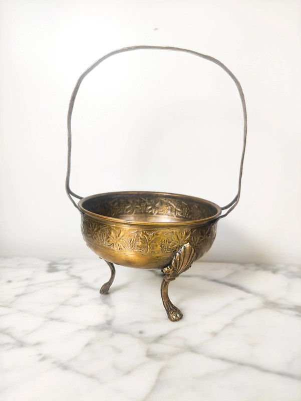 Antigua Cesta latón estilo victoriano s.XIX para Cocina