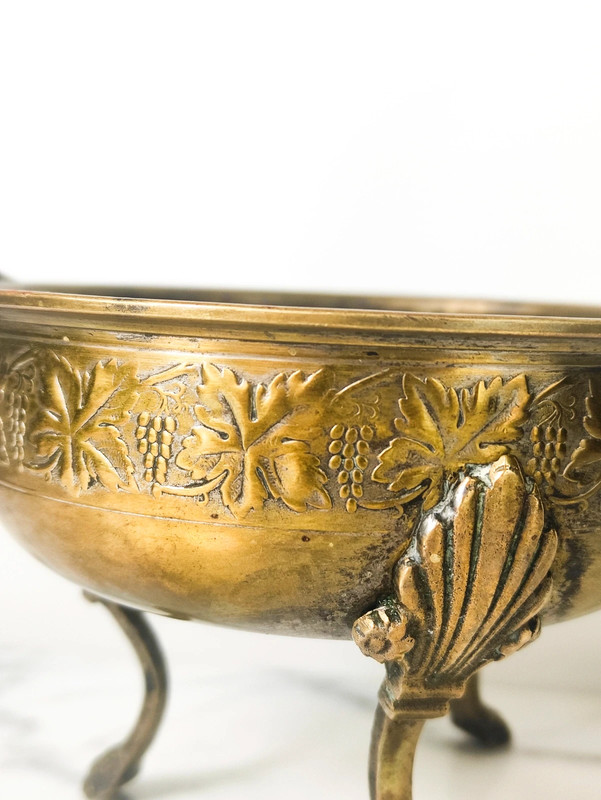 Antigua Cesta latón estilo victoriano s.XIX para Cocina