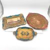 Lote de 3 Bandejas Florentinas de Italia de madera policromada c.1960