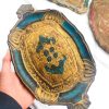 Lote de 3 Bandejas Florentinas de Italia de madera policromada c.1960