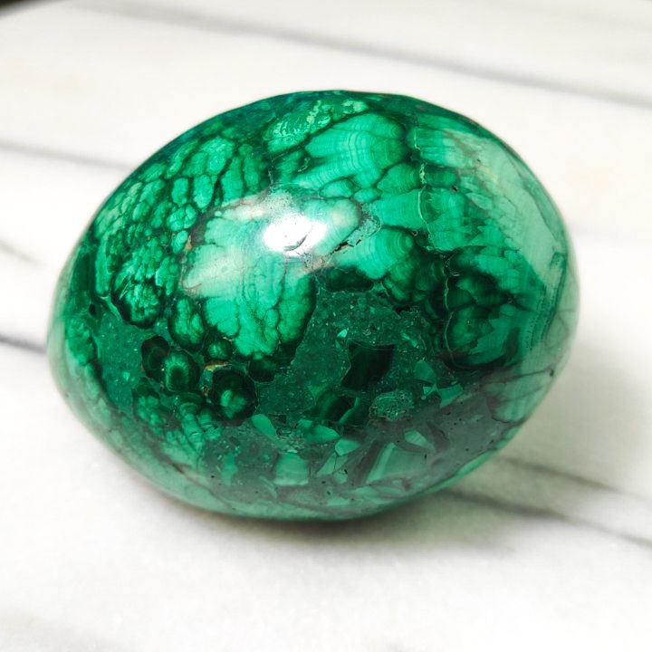 Huevo de Malaquita mineral de 440g, Katanga, Congo
