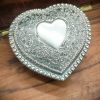 Antiguo Joyero en forma de corazón bañado en plata