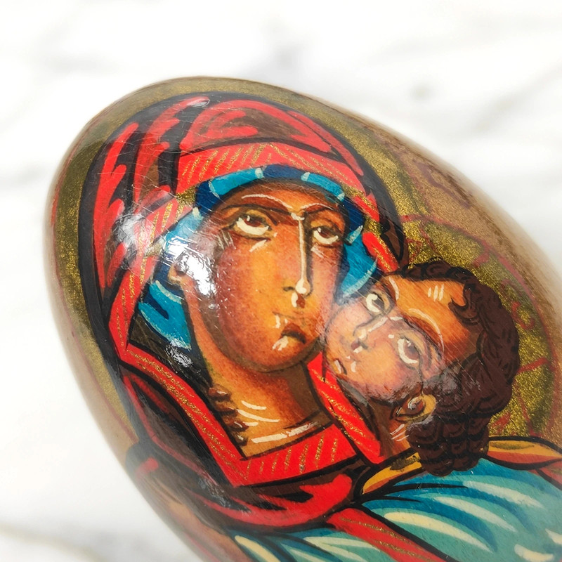 Huevo Ruso Ortodoxo icono Vigen Vladimirskaya y Jesús