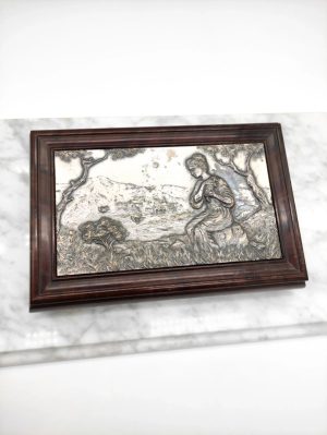 Antigua Caja italiana musical de Alliani con relieve de Plata 925 bilaminada
