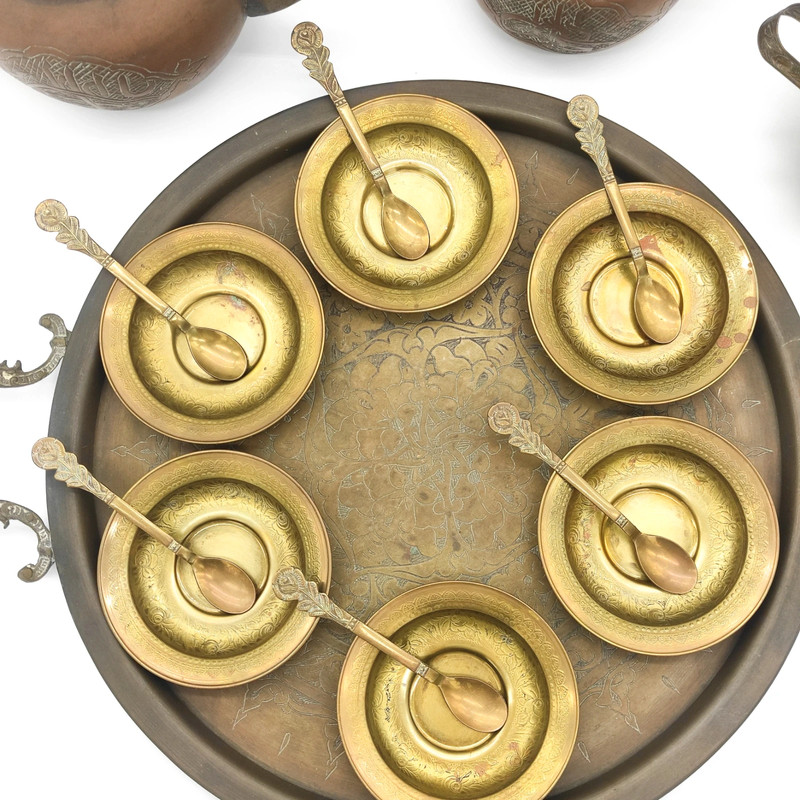 Set de té de latón y Cobre. Marruecos c.1950