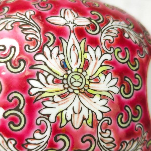 Tarro de Jengibre Chino "Mun Shou" rojo de la prosperidad c.1960