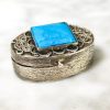 Cajita de plata con turquesa cuadrada encima 22g
