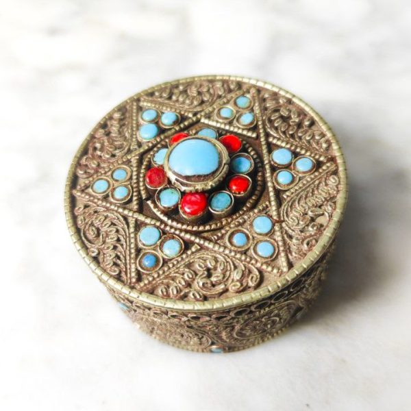 Caja Tibetana de bronce con filigrana c.1950