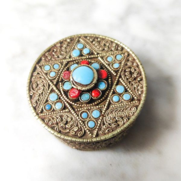 Caja Tibetana de bronce con filigrana c.1950