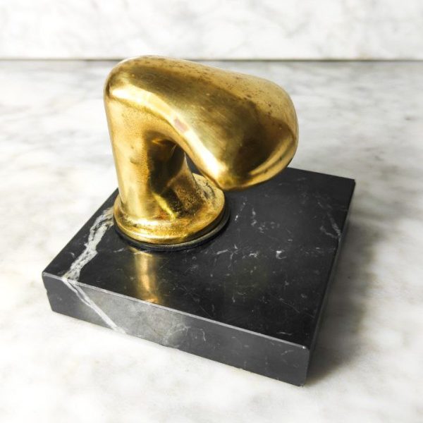 Noray de bronce sobre mármol negro estilo Marinero Náutico c.1970