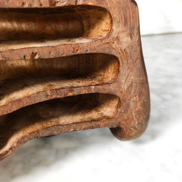 Máscara China de Bambú del Buda Sonriente Tallada Antigua de China finales s.XIX