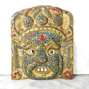 Máscara Tibetana de Makhala con filigrana y perlas de Vidrio c.1900
