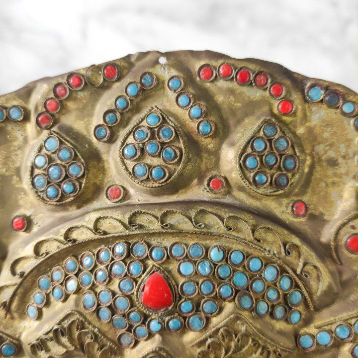 Máscara Tibetana de Makhala con filigrana y perlas de Vidrio c.1900