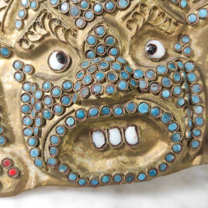 Máscara Tibetana de Makhala con filigrana y perlas de Vidrio c.1900