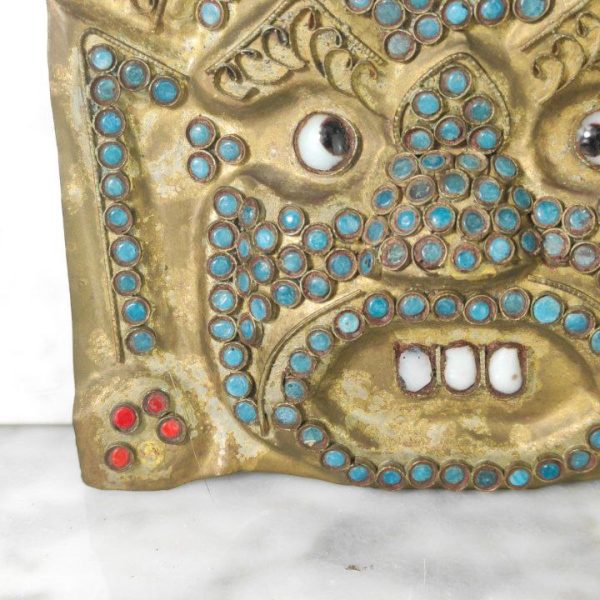 Máscara Tibetana de Makhala con filigrana y perlas de Vidrio c.1900