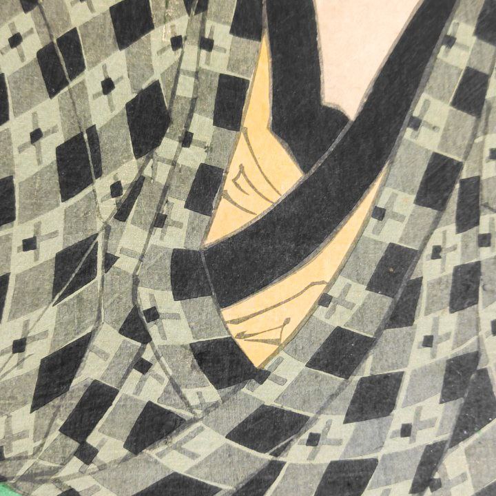 Ukiyo-e Grabado Japonés de Kunichika c.1870 Periodo Meiji