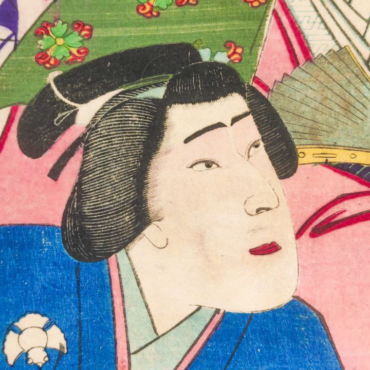 Ukiyo-e Grabado Japonés de Utagawa Kunisada c.1884 Periodo Meiji