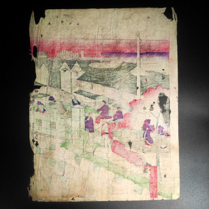 Grabado Japonés Ukiyo-e periodo Meiji c.1874 de Hiroshigue III