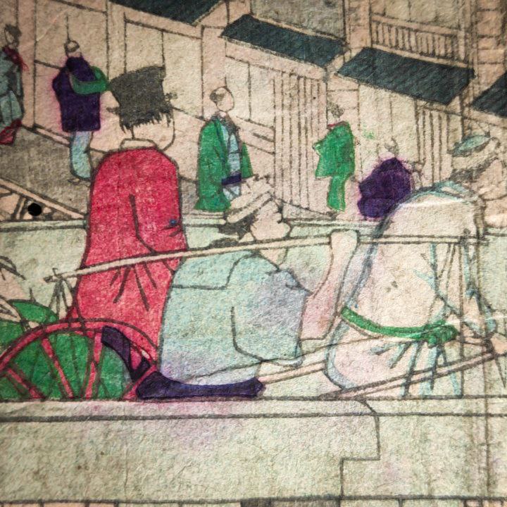 Grabado Japonés Ukiyo-e periodo Meiji c.1874 de Hiroshigue III