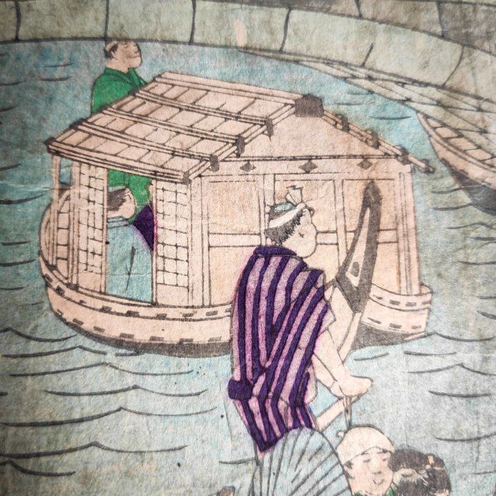 Grabado Japonés Ukiyo-e periodo Meiji c.1874 de Hiroshigue III