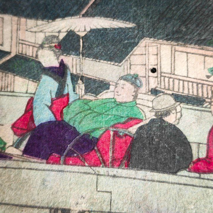 Grabado Japonés Ukiyo-e periodo Meiji c.1874 de Hiroshigue III