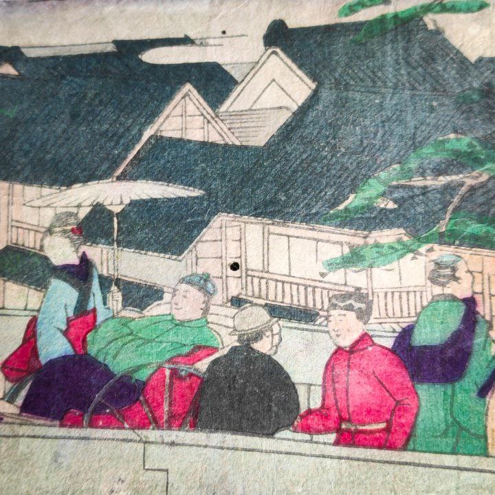 Grabado Japonés Ukiyo-e periodo Meiji c.1874 de Hiroshigue III
